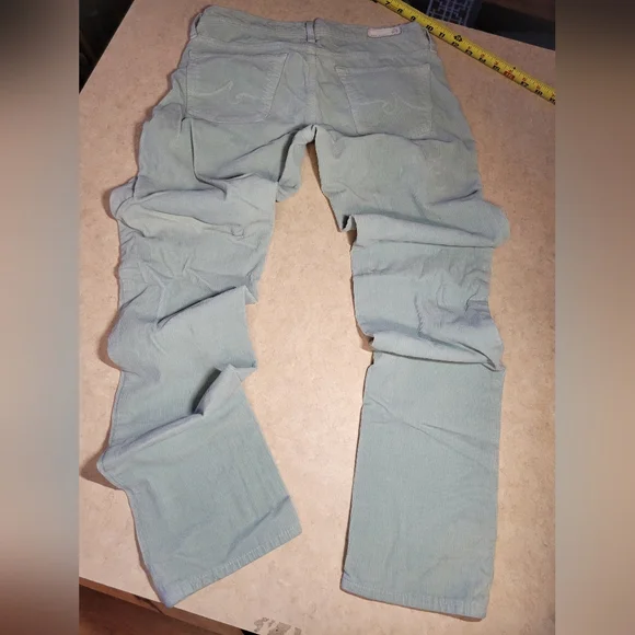 AG Adriano Goldschmiede 26 Reg Stevie Light Green Pants corduroy ankle slim stra - Picture 10 of 14